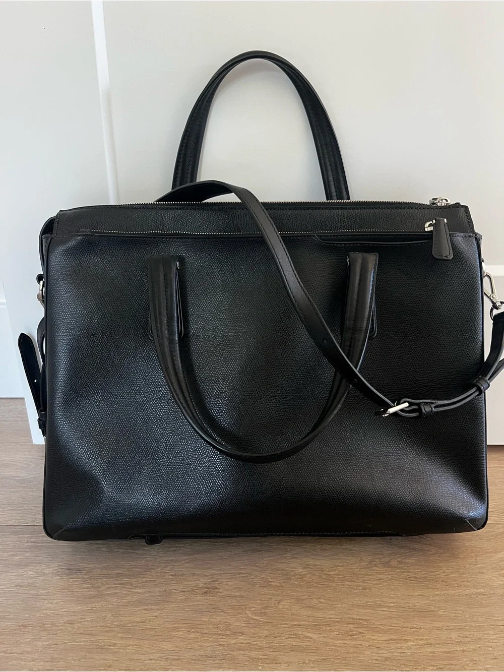 Tumi Black Leather Laptop Tote